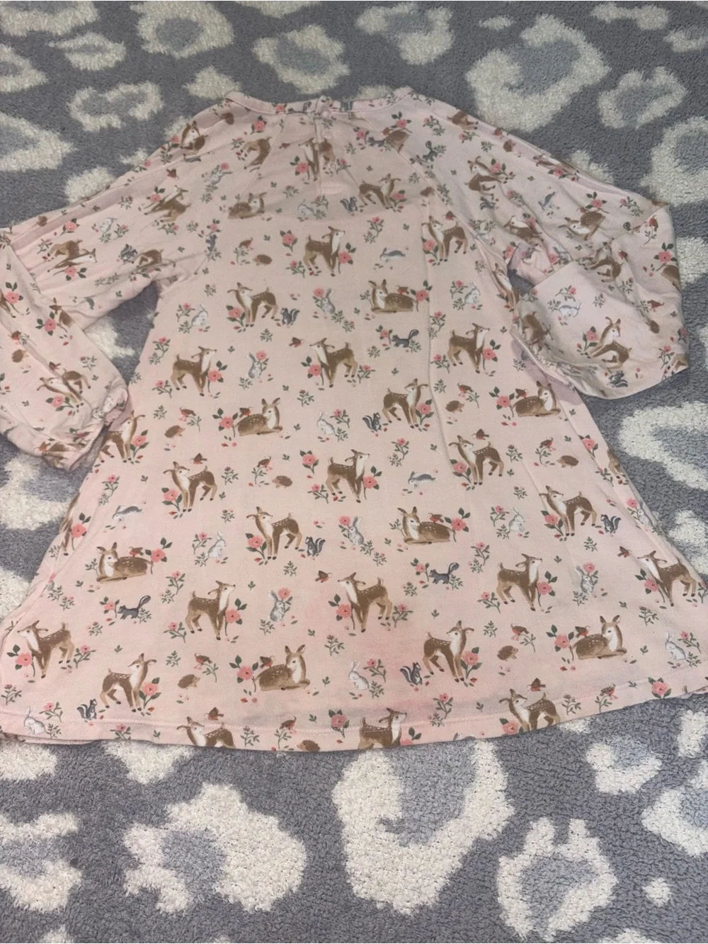 Angel Dear Long Sleeve Bamboo Light Pink Woodland Deer Floral Themed Gown 4T